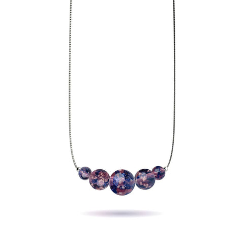 Lila Elixier | 925er Sterlingsilber | Glühwürmchen-Glas-Halskette mit Unendlichkeitsverschluss